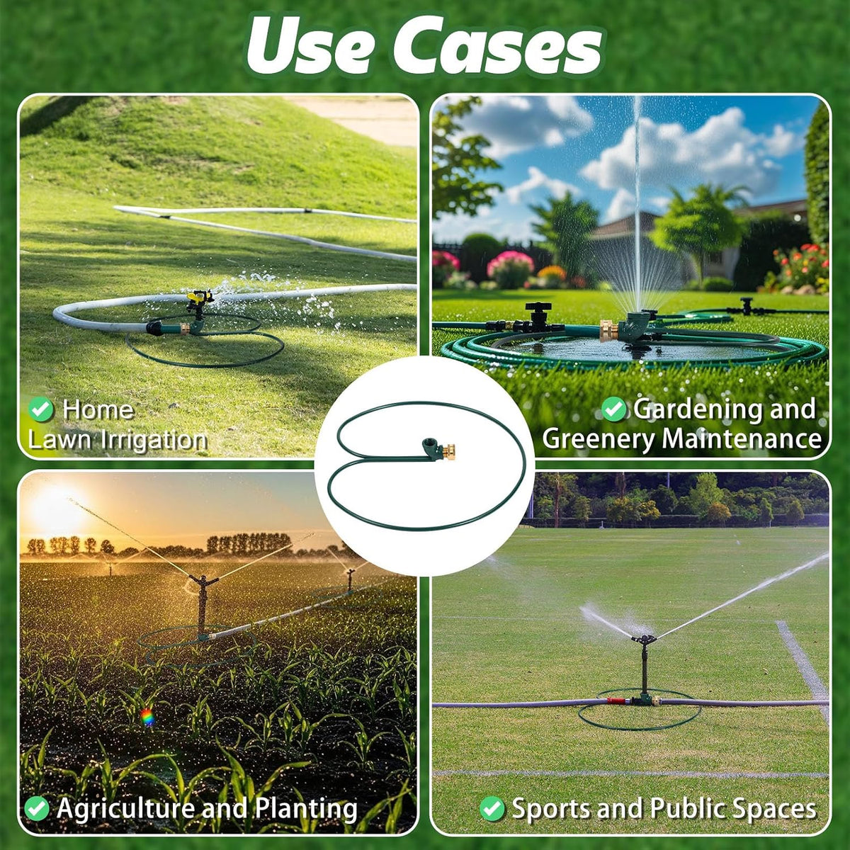 2 Pcs Ring Impact Sprinkler Base for Lawn Care 1/2" Head, Metal