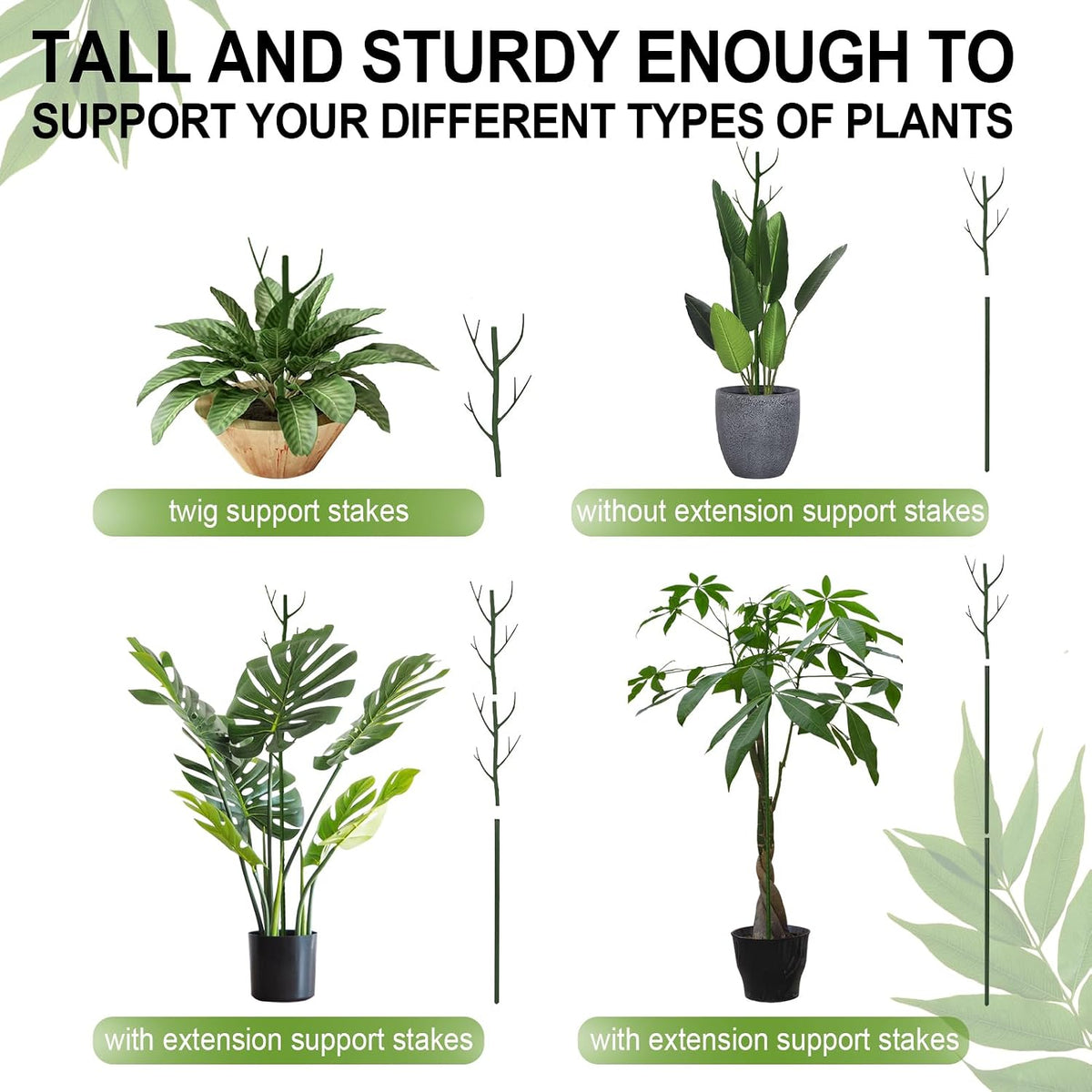Plant Support Stakes for Indoor Plants, 2-Pack Plant Trellis, Brown