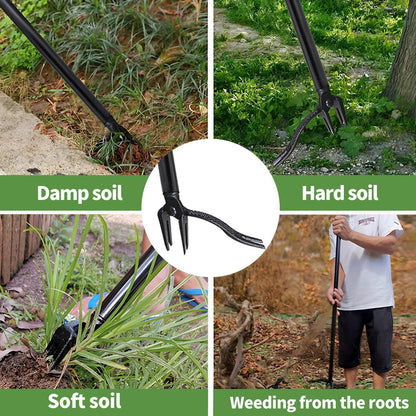 47.2IN Weed Puller Tool,Effortlessly Remove Weeds and Dandelion Roots,Non-Slip 4 Claw Steel Head - 100% Metal Stand Up Weeding Tool, No Bending or Kneeling Required- Ideal for Garden, Lawn, and Patio