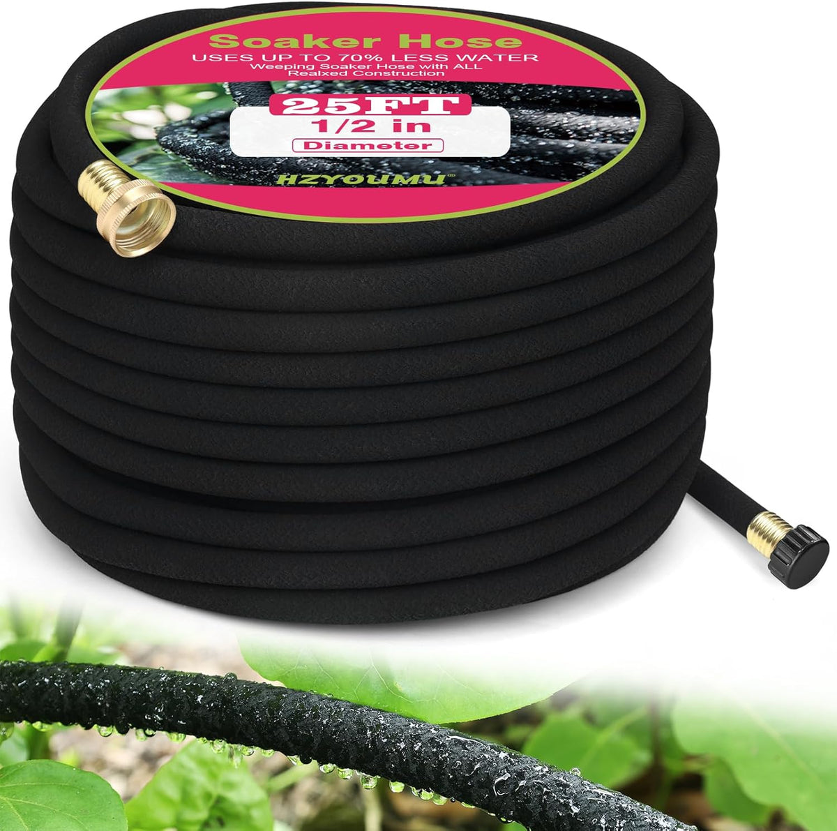 1/2 Inch 150 FT Round Soaker Hose for Garden and Lawn Irrigation