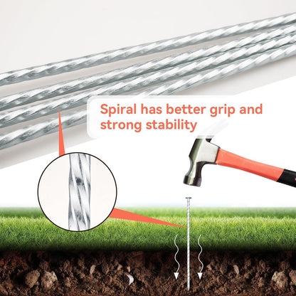 8" Heavy Duty Spiral Landscape Spikes - Solid Galvanized Metal Garden Stakes for Fixing Paver Edging, Weed Barriers, Artificial Turf, Tent and More (50)
