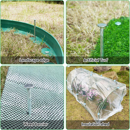 8" Heavy Duty Spiral Landscape Spikes - Solid Galvanized Metal Garden Stakes for Fixing Paver Edging, Weed Barriers, Artificial Turf, Tent and More (50)