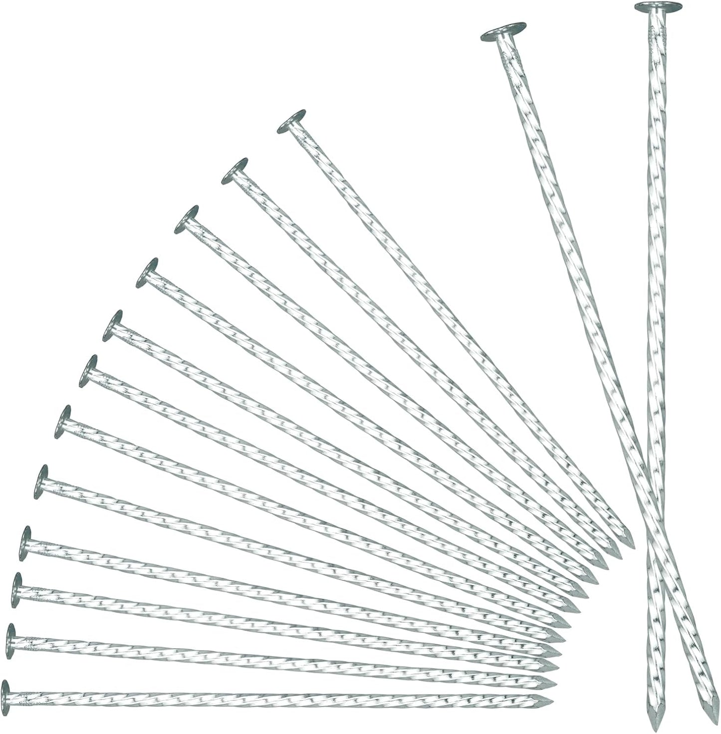 8" Heavy Duty Spiral Landscape Spikes - Solid Galvanized Metal Garden Stakes for Fixing Paver Edging, Weed Barriers, Artificial Turf, Tent and More (50)