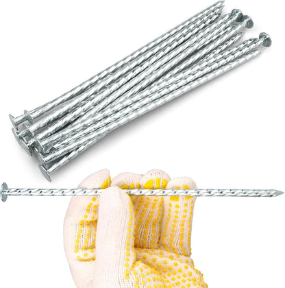 8" Heavy Duty Spiral Landscape Spikes - Solid Galvanized Metal Garden Stakes for Fixing Paver Edging, Weed Barriers, Artificial Turf, Tent and More (50)