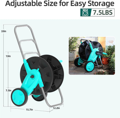 Garden Hose Reel Cart, Hold Up to 75-100 Ft of 5/8 Inch Hose