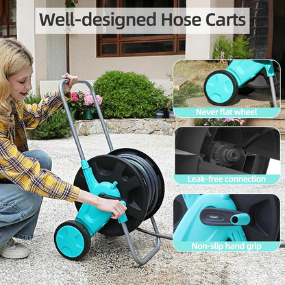 Garden Hose Reel Cart, Hold Up to 75-100 Ft of 5/8 Inch Hose