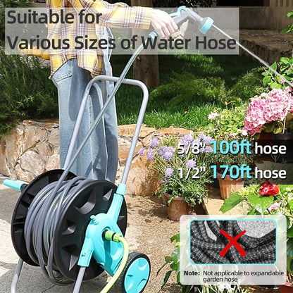 Garden Hose Reel Cart, Hold Up to 75-100 Ft of 5/8 Inch Hose