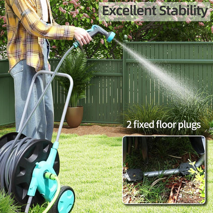 Garden Hose Reel Cart, Hold Up to 75-100 Ft of 5/8 Inch Hose