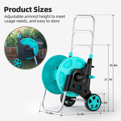 Garden Hose Reel Cart, Hold Up to 75-100 Ft of 5/8 Inch Hose