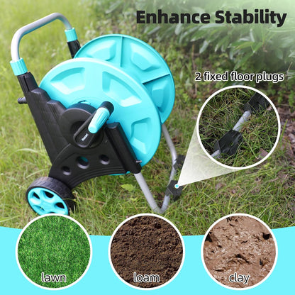 Garden Hose Reel Cart, Hold Up to 75-100 Ft of 5/8 Inch Hose