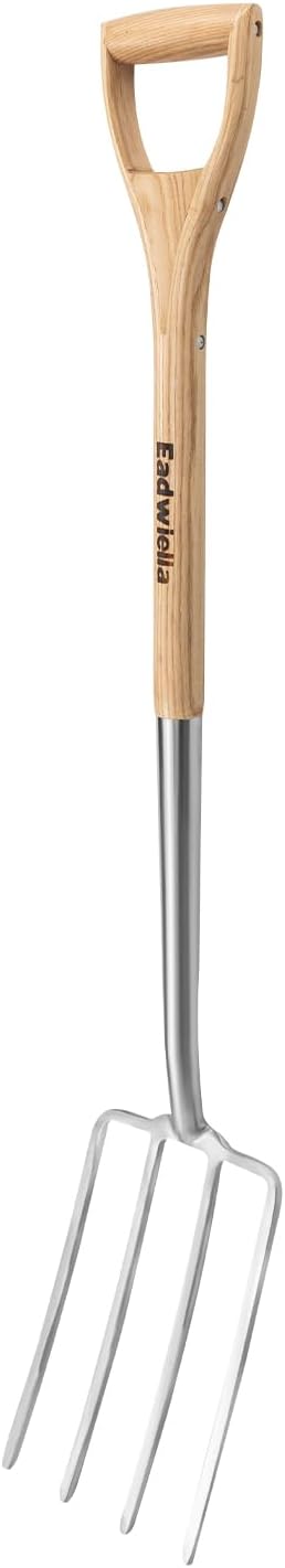 Garden Fork Hand Tool Small Weeding Fork 12 Inch with 3 Pointed Tines Wood Handle for Gardening Weeding Cultivating Digging Planting Transplanting Aerating Loosening Hard Soil