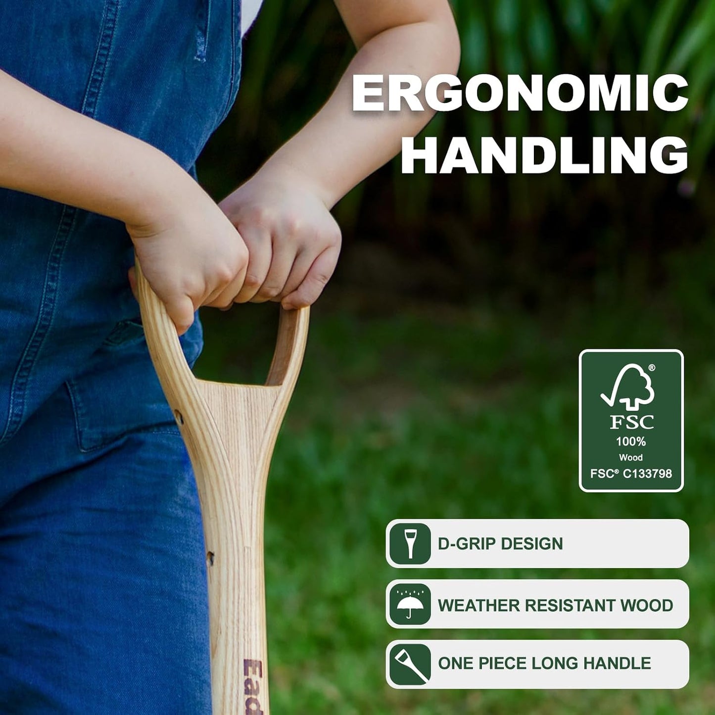Garden Fork Hand Tool Small Weeding Fork 12 Inch with 3 Pointed Tines Wood Handle for Gardening Weeding Cultivating Digging Planting Transplanting Aerating Loosening Hard Soil