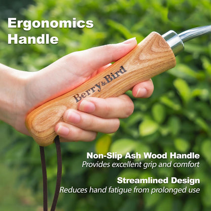 Oversized Soil Scoop, 12.9" Stainless Steel Gardening Scoop with Ash Wood Handle