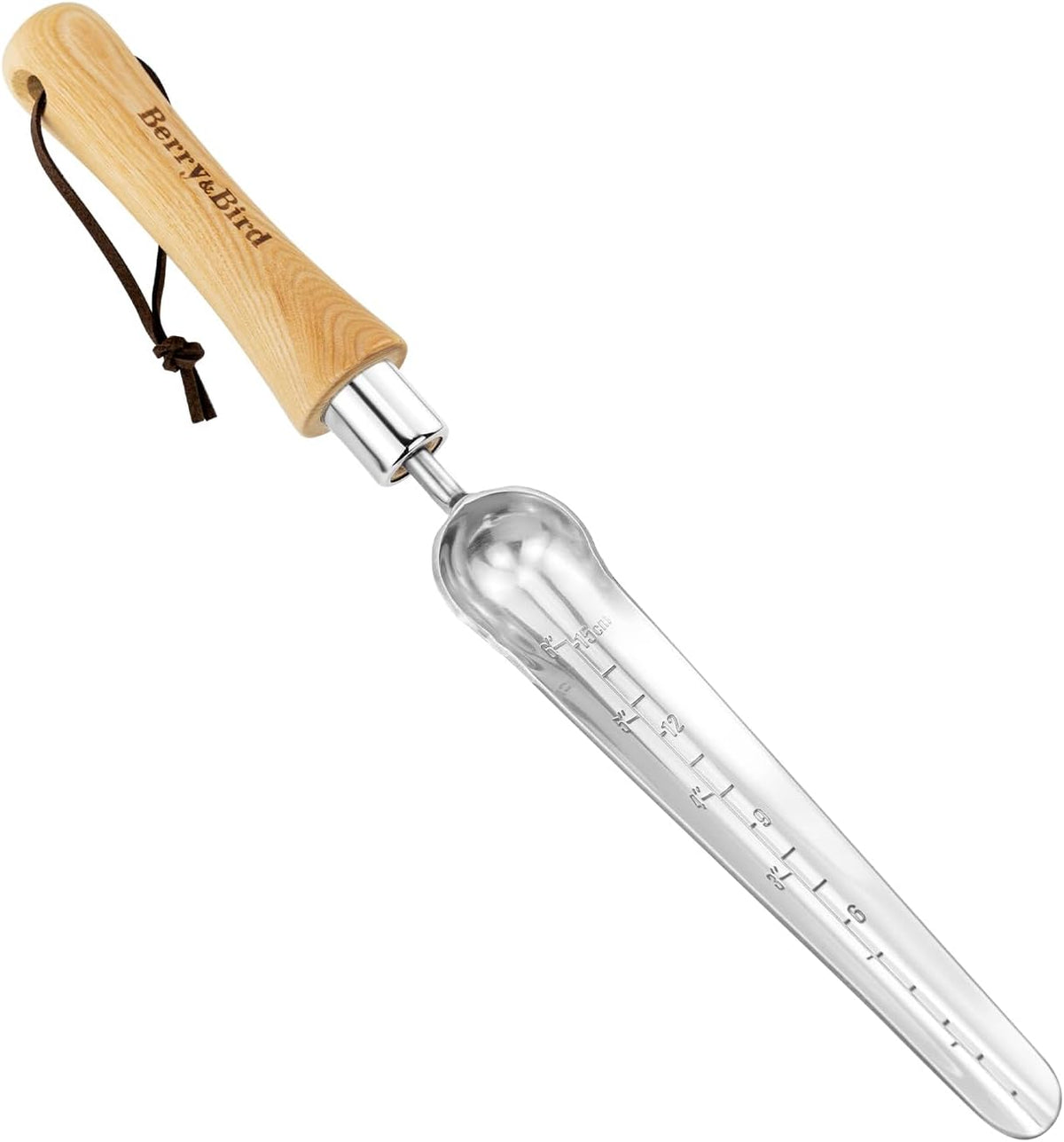 Oversized Soil Scoop, 12.9" Stainless Steel Gardening Scoop with Ash Wood Handle