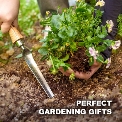 Oversized Soil Scoop, 12.9" Stainless Steel Gardening Scoop with Ash Wood Handle