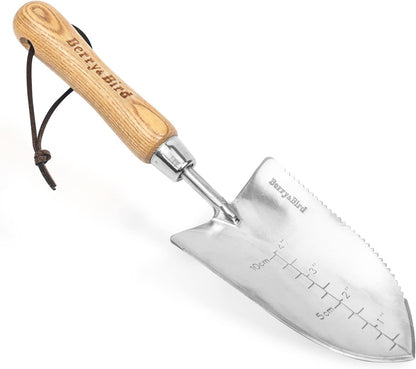 Oversized Soil Scoop, 12.9" Stainless Steel Gardening Scoop with Ash Wood Handle