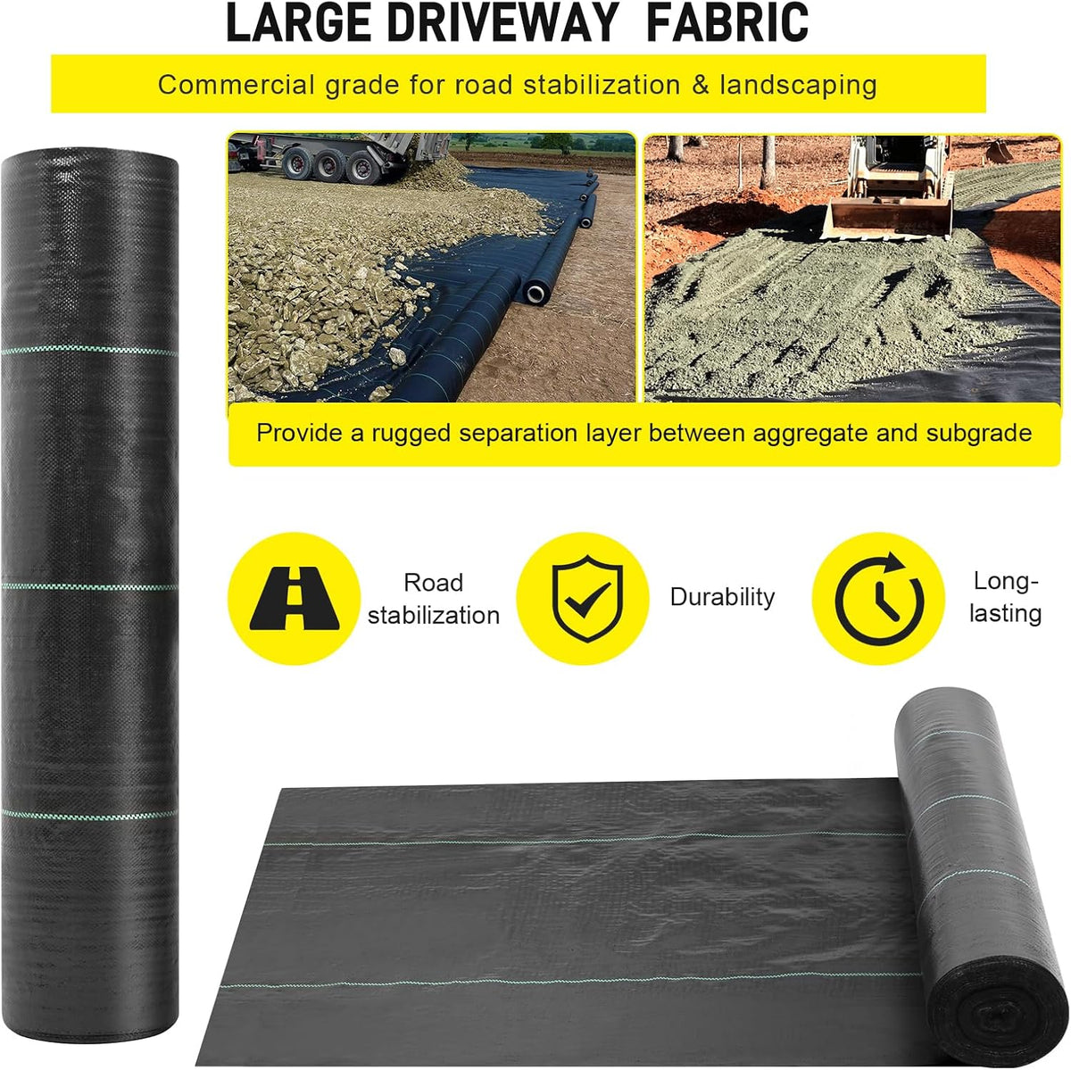 13x115ft Driveway Fabric,5OZ Commercial Heavy Duty Weed Barrier Fabric, Garden Landscape Fabric,French Drain Fabric for Erosion Control,Landscape Fabric,Weed Barrier,Construction Projects