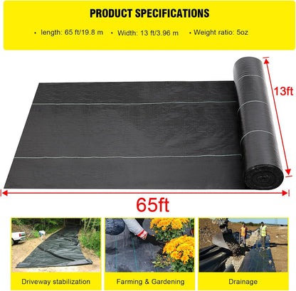13x115ft Driveway Fabric,5OZ Commercial Heavy Duty Weed Barrier Fabric, Garden Landscape Fabric,French Drain Fabric for Erosion Control,Landscape Fabric,Weed Barrier,Construction Projects