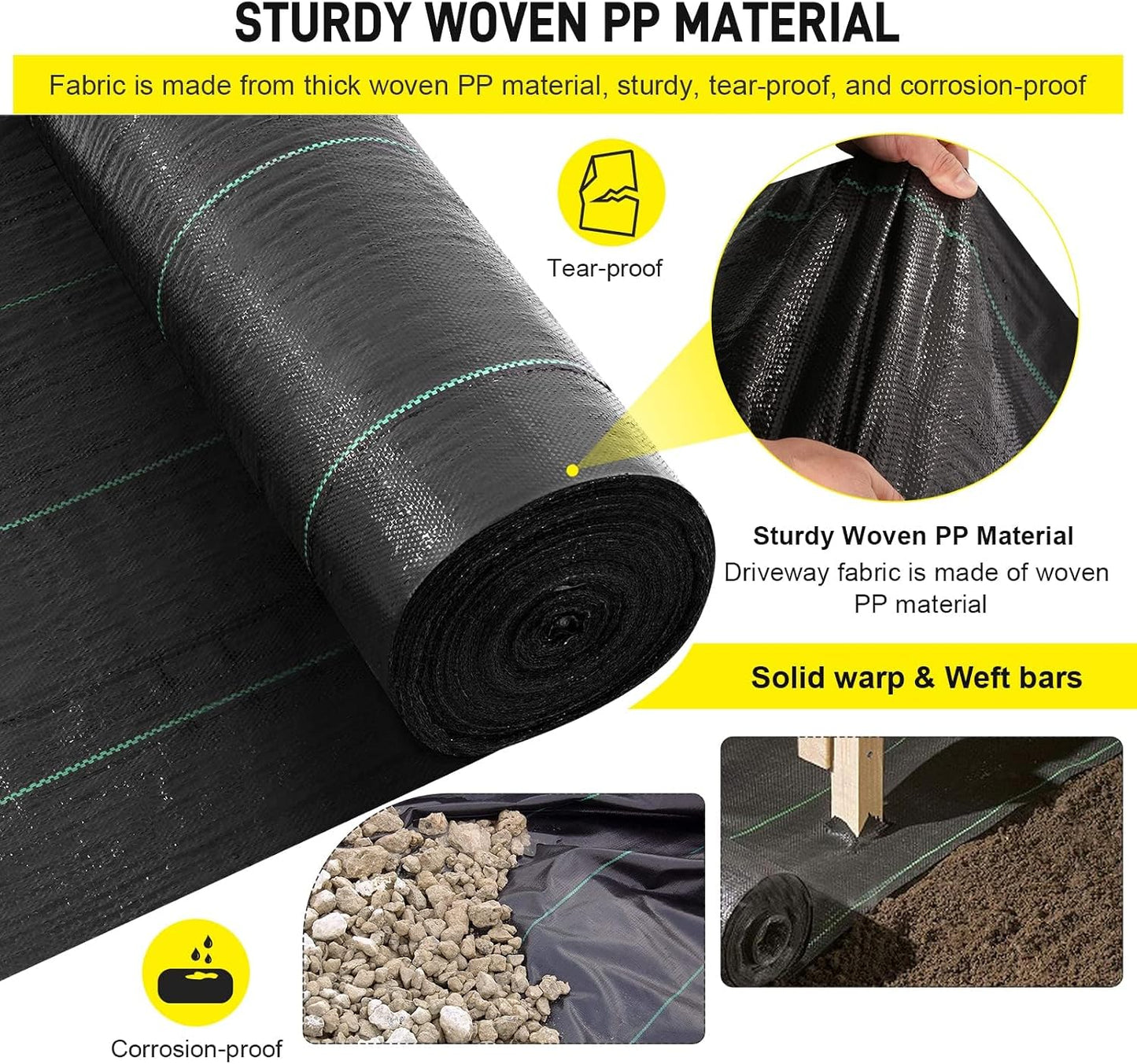 13x115ft Driveway Fabric,5OZ Commercial Heavy Duty Weed Barrier Fabric, Garden Landscape Fabric,French Drain Fabric for Erosion Control,Landscape Fabric,Weed Barrier,Construction Projects