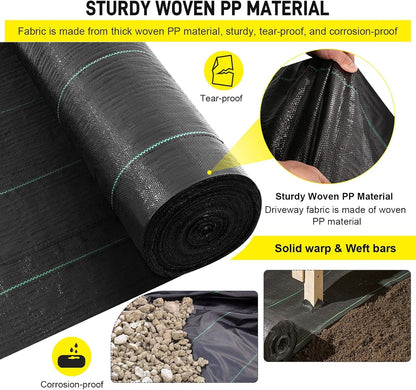 13x115ft Driveway Fabric,5OZ Commercial Heavy Duty Weed Barrier Fabric, Garden Landscape Fabric,French Drain Fabric for Erosion Control,Landscape Fabric,Weed Barrier,Construction Projects
