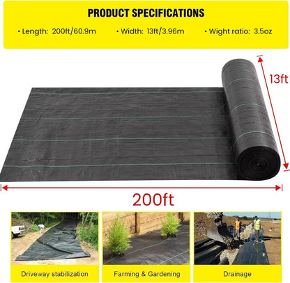 13x115ft Driveway Fabric,5OZ Commercial Heavy Duty Weed Barrier Fabric, Garden Landscape Fabric,French Drain Fabric for Erosion Control,Landscape Fabric,Weed Barrier,Construction Projects