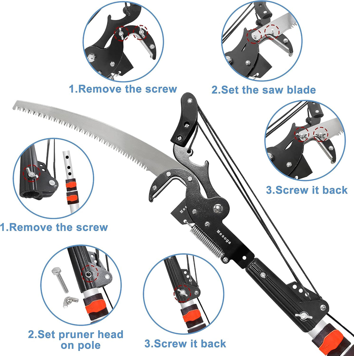 2-in-1 Manual Telescopic Tree Pruner & Pole Saw