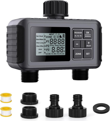 SGW07 Sprinkler Timer 2 Outlets, Programmable Water Hose Timer