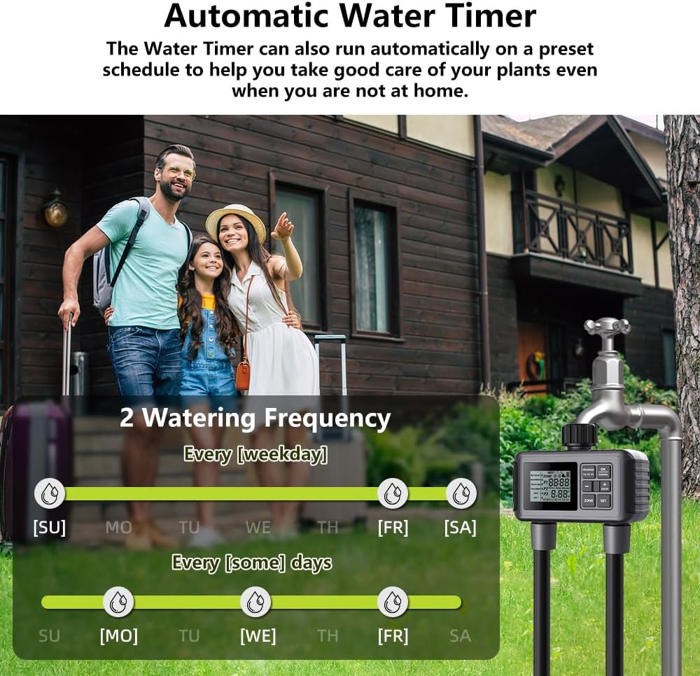 SGW07 Sprinkler Timer 2 Outlets, Programmable Water Hose Timer