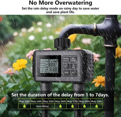 SGW07 Sprinkler Timer 2 Outlets, Programmable Water Hose Timer