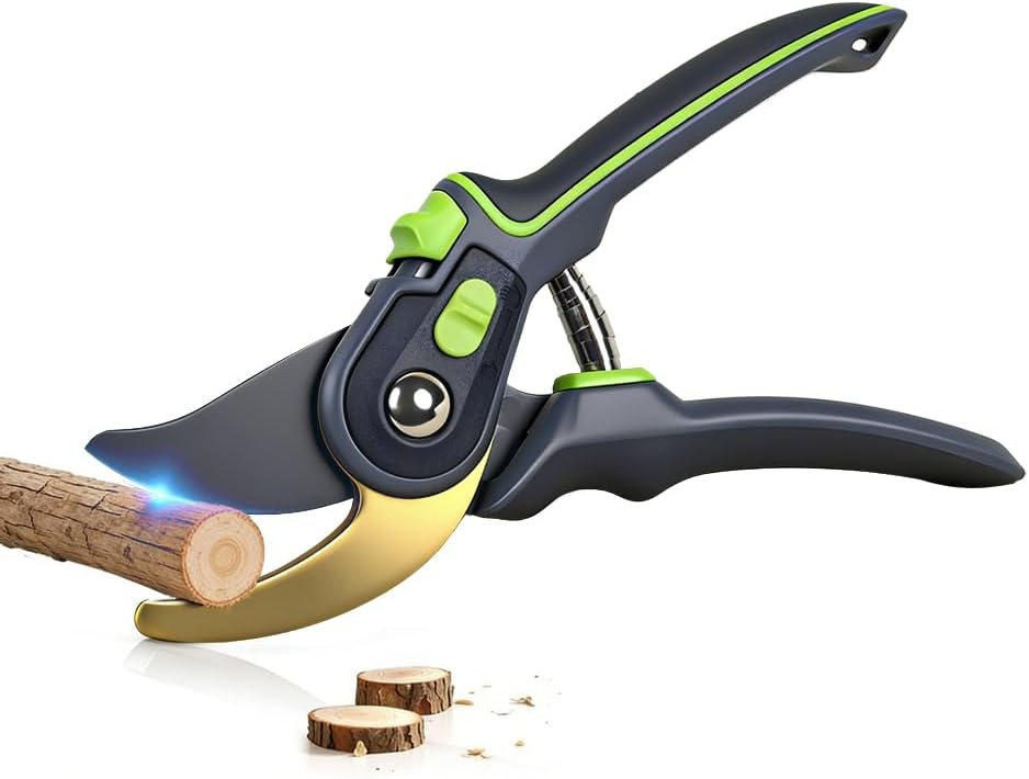 Pruning Shears, Garden Clipper with High-Elasticity Spring, Professional SK5 Steel Blades, Adjustable Handle Opening, Gardening Plant Pruners for Branch Cutting