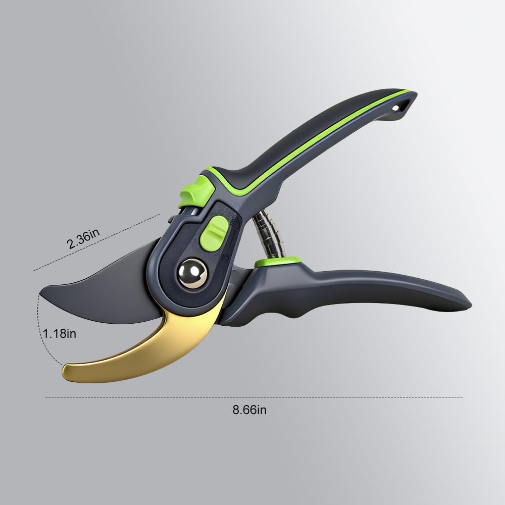 Pruning Shears, Garden Clipper with High-Elasticity Spring, Professional SK5 Steel Blades, Adjustable Handle Opening, Gardening Plant Pruners for Branch Cutting