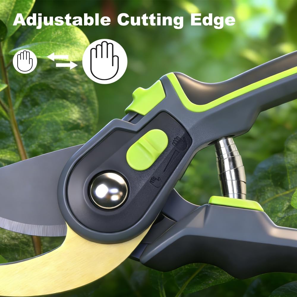 Pruning Shears, Garden Clipper with High-Elasticity Spring, Professional SK5 Steel Blades, Adjustable Handle Opening, Gardening Plant Pruners for Branch Cutting