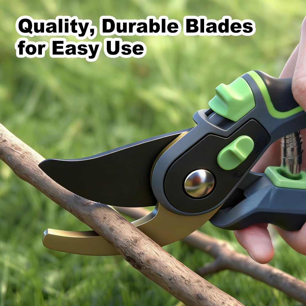 Pruning Shears, Garden Clipper with High-Elasticity Spring, Professional SK5 Steel Blades, Adjustable Handle Opening, Gardening Plant Pruners for Branch Cutting