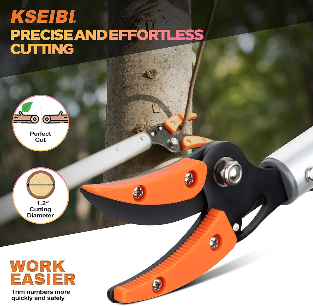 143010 Long Reach 3.5 ft (1.0m) Cut & Hold Bypass Pruner - Lightweight Aluminum, Rust-Resistant, Ergonomic Grip, 1/4" Max Cut - Ideal for Precision Gardening & Pruning