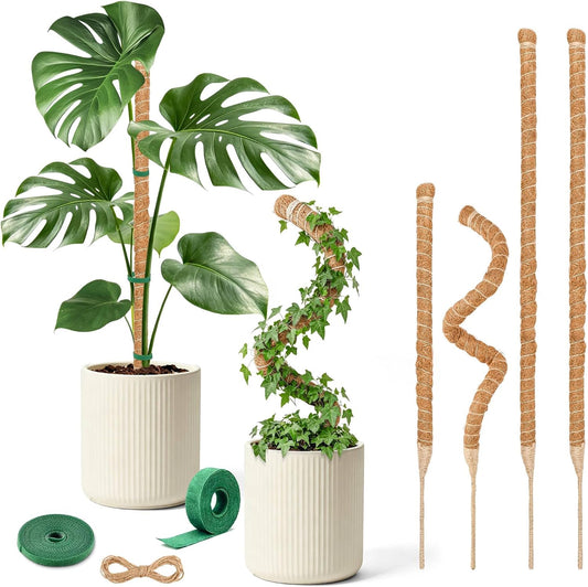 4 Pack Moss Pole, 2 Pack 28" & 2 Pack 48" Bendable Monstera Plant Support, Plant Stakes for Climbing Indoor Plants, Coco Coir Moss Pole for Potted Plants, Pothos, Philodendron