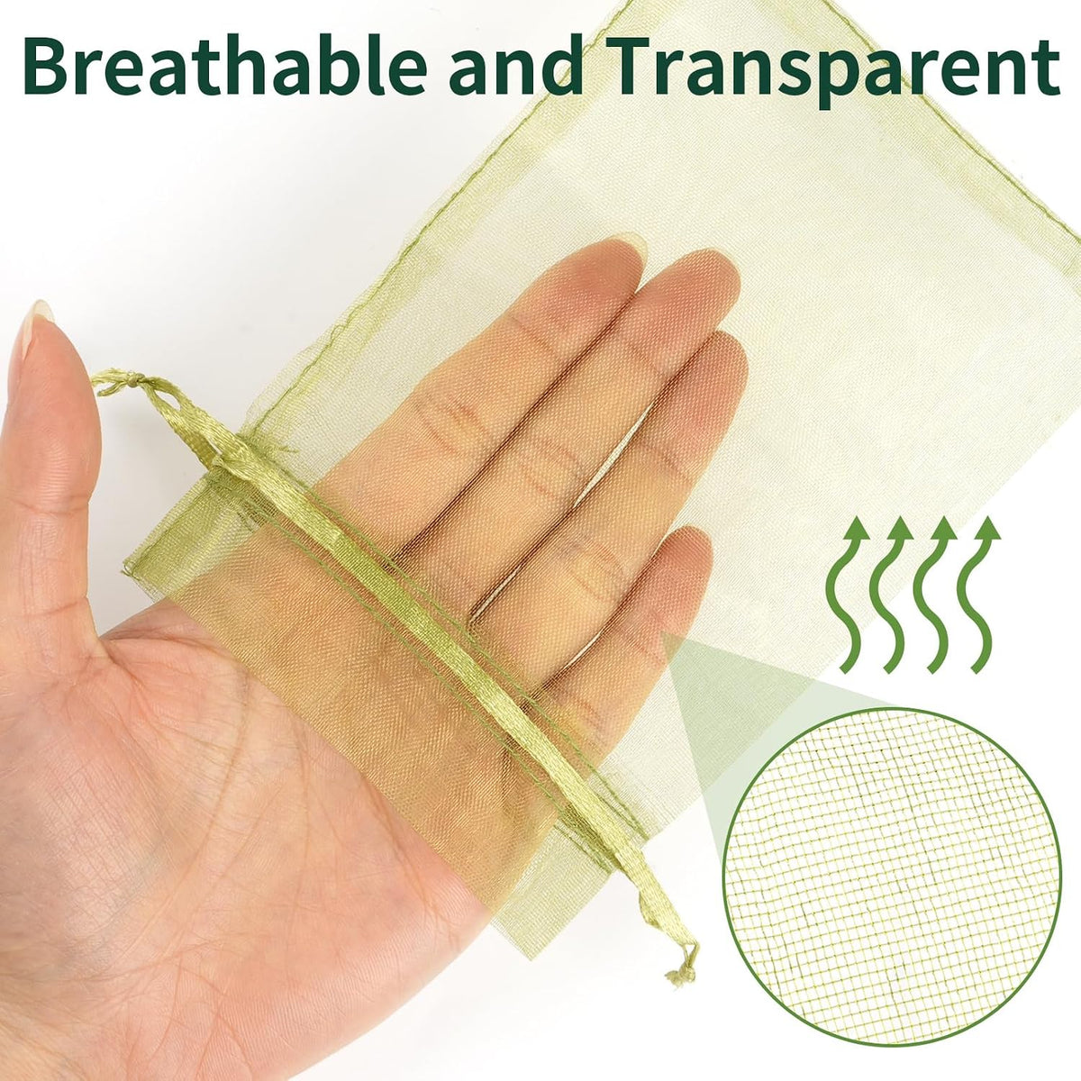 50 Pcs Fruit Protection Bags, 4×6 in Mesh Cover Nets for Tree, Green