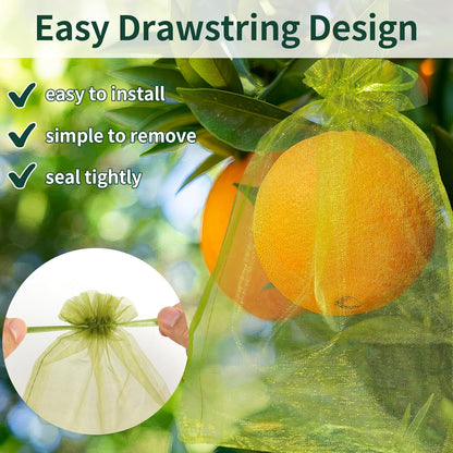 50 Pcs Fruit Protection Bags, 4×6 in Mesh Cover Nets for Tree, Green