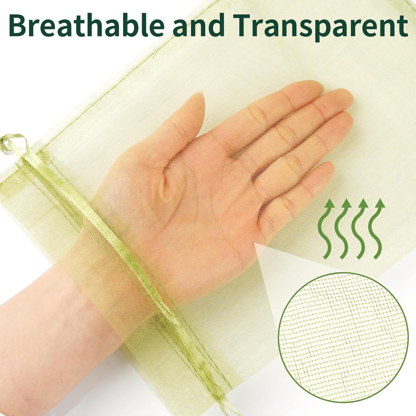 50 Pcs Fruit Protection Bags, 4×6 in Mesh Cover Nets for Tree, Green