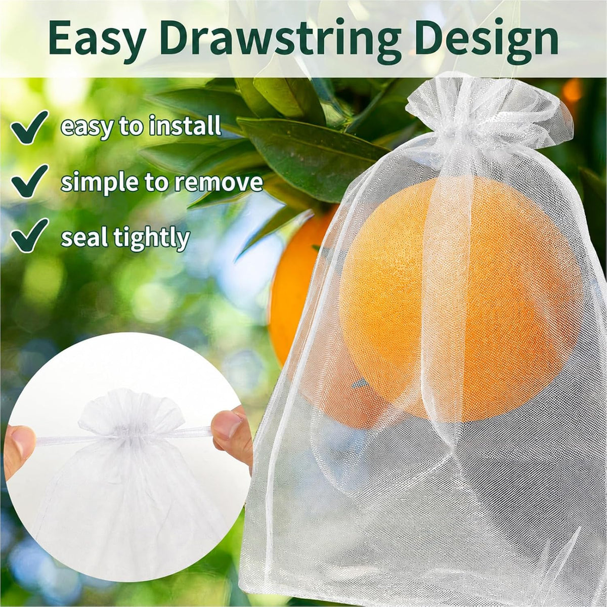 50 Pcs Fruit Protection Bags, 4×6 in Mesh Cover Nets for Tree, Green