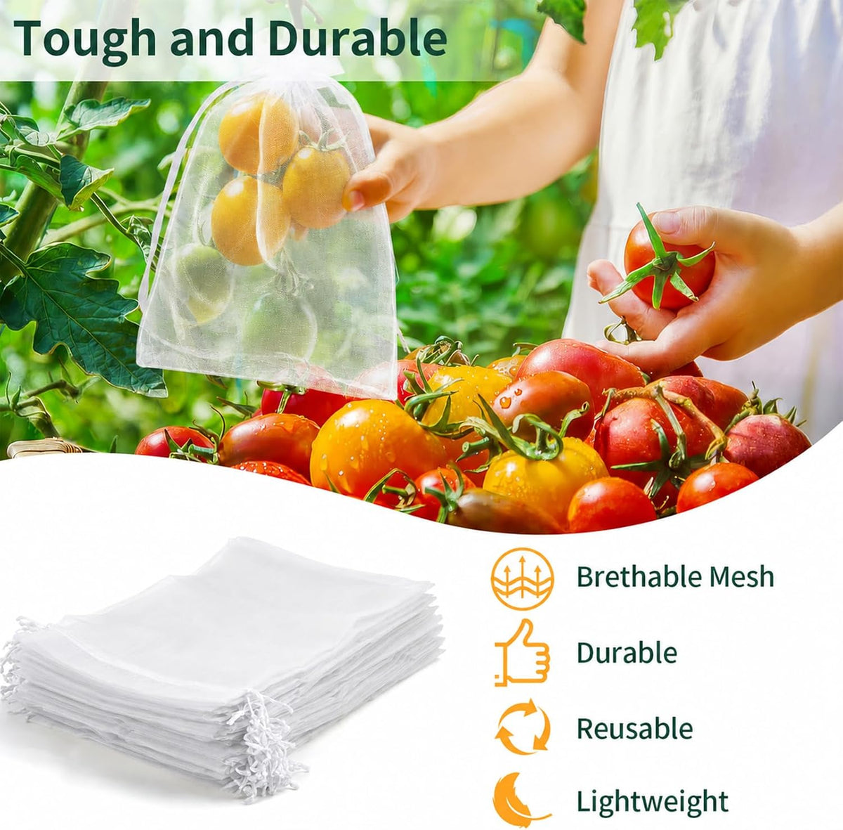 50 Pcs Fruit Protection Bags, 4×6 in Mesh Cover Nets for Tree, Green