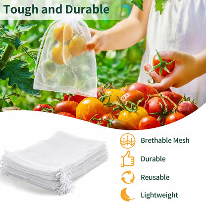 50 Pcs Fruit Protection Bags, 4×6 in Mesh Cover Nets for Tree, Green