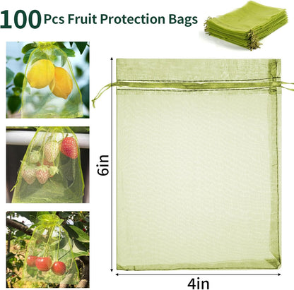 50 Pcs Fruit Protection Bags, 4×6 in Mesh Cover Nets for Tree, Green