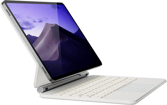 for Samsung Galaxy Tab S10 FE/S9/S9 FE/S8/S7 Keyboard case 11 inch, Magnetic Case with Keyboard with Touchpad Wireless Backlit Floating Cantilever Stand, Slim Protective Cover Folio White