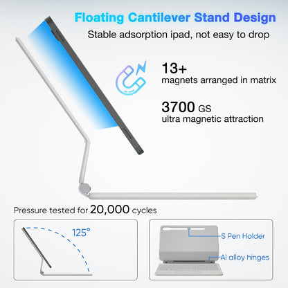 for Samsung Galaxy Tab S10 FE/S9/S9 FE/S8/S7 Keyboard case 11 inch, Magnetic Case with Keyboard with Touchpad Wireless Backlit Floating Cantilever Stand, Slim Protective Cover Folio White