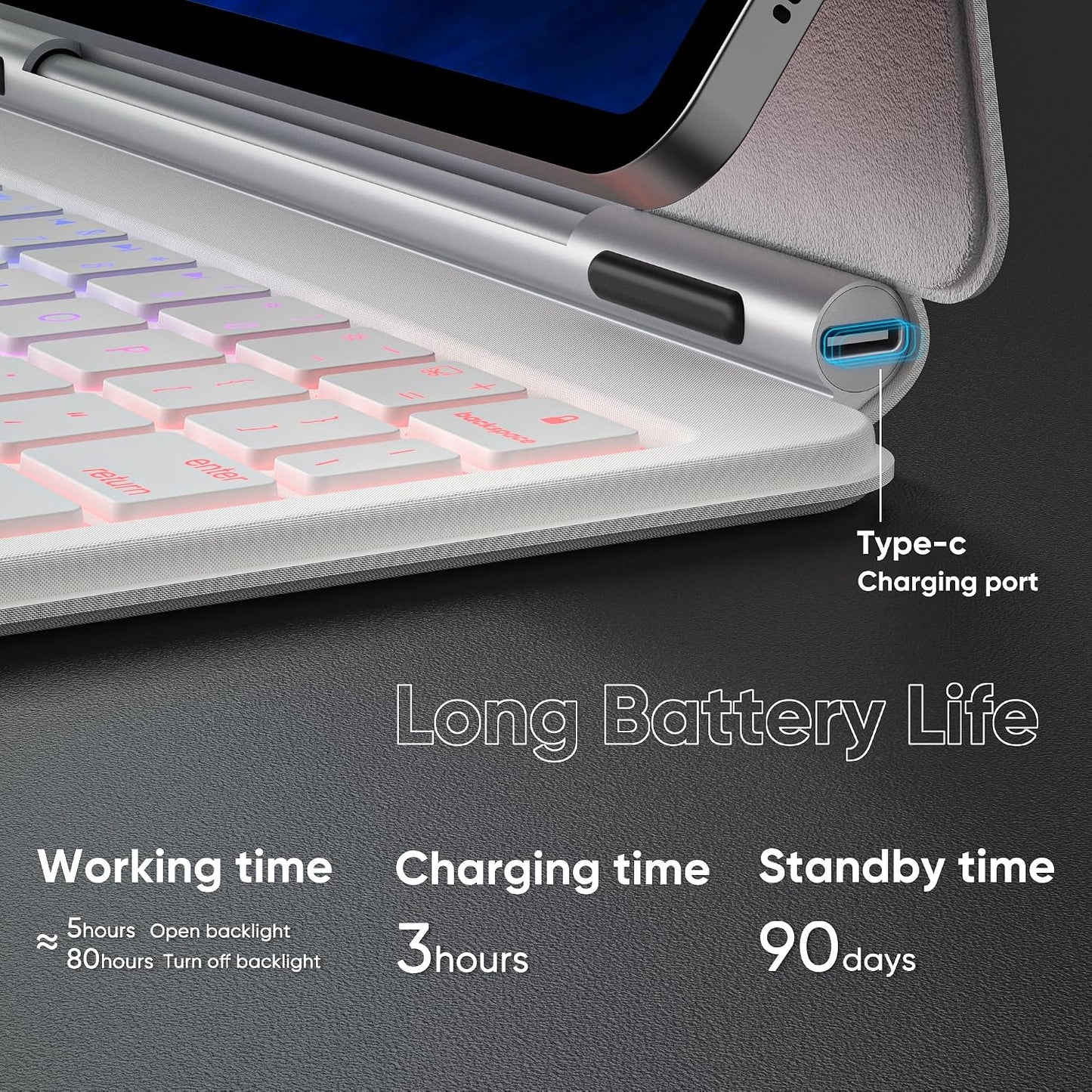 for Samsung Galaxy Tab S10 FE/S9/S9 FE/S8/S7 Keyboard case 11 inch, Magnetic Case with Keyboard with Touchpad Wireless Backlit Floating Cantilever Stand, Slim Protective Cover Folio White