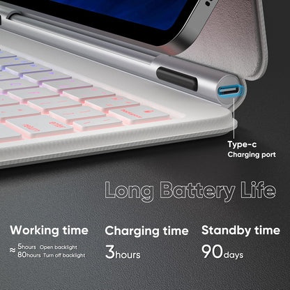 for Samsung Galaxy Tab S10 FE/S9/S9 FE/S8/S7 Keyboard case 11 inch, Magnetic Case with Keyboard with Touchpad Wireless Backlit Floating Cantilever Stand, Slim Protective Cover Folio White