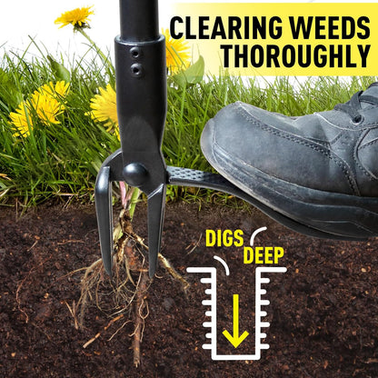 Weed Puller Tool Stand Up Heavy Duty, 45" Weed Remover Tool with Long Handle and 4-Claw Steel Head, Manual Weeding Tool for Garden Lawn Yard, Easily Remove Weeds Without Bending