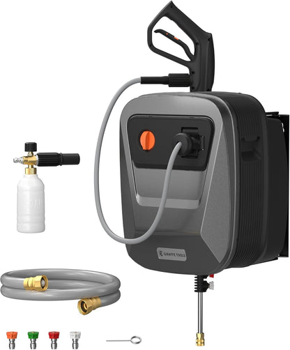65FT Wall Mount Pressure Washer G20, Dark Silver, Grey Hose