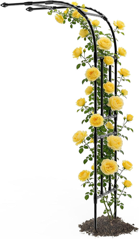 Half Garden Arch - 47in(L)*94.5in(H),Wall Trellis for Climbing Plants Outdoor, Metal Arch with Plastic-Coated Steel Pipe, Arbor Trellis for Lawn, Patio, Backyard Decorations(20MM Pipe)
