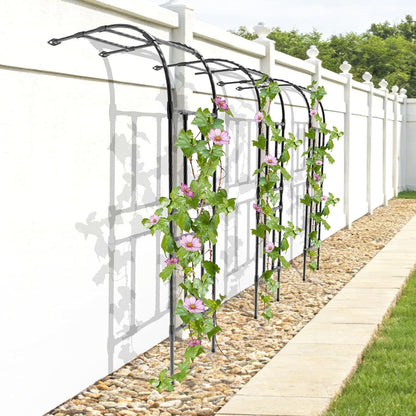 Half Garden Arch - 47in(L)*94.5in(H),Wall Trellis for Climbing Plants Outdoor, Metal Arch with Plastic-Coated Steel Pipe, Arbor Trellis for Lawn, Patio, Backyard Decorations(20MM Pipe)